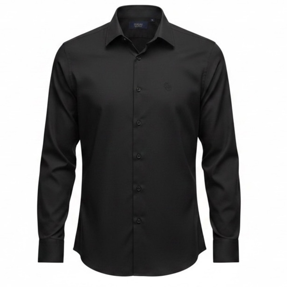 Cavalli Class Mens Black Long Sleeve Button Down Dress Shirt Size 44 17.5 AA-007